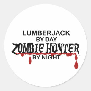 Lumberjack Zombie Hunter Ronde Sticker