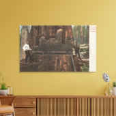 Lumberjacks die een sequoiaboom uitsnijden canvas afdruk (Insitu (Woonkamer))