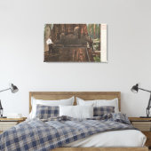 Lumberjacks die een sequoiaboom uitsnijden canvas afdruk (Insitu (Slaapkamer))