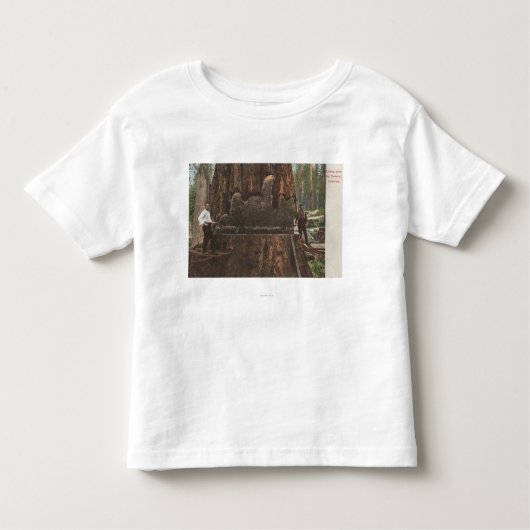 Lumberjacks die een sequoiaboom uitsnijden kinder shirts (Voorkant)