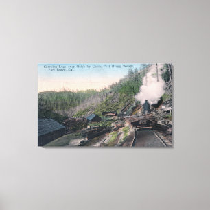 Lumberjacks die Logboeken over Golf bevatten met k Canvas Afdruk