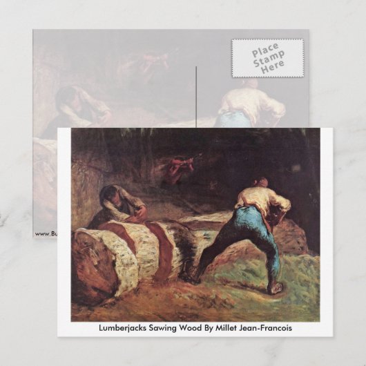 Lumberjacks met hout van Millet Jean-Francois Briefkaart (Voorkant / Achterkant)