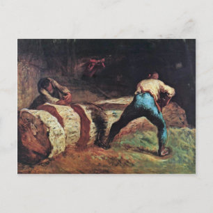 Lumberjacks, zaaghout op reuzel (beste kwaliteit) briefkaart
