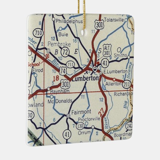 Lumberton NC  Map Keramisch Ornament (Rechts)