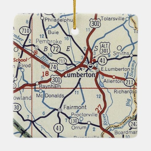 Lumberton NC  Map Keramisch Ornament (Achterkant)