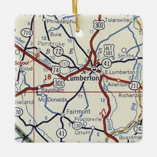 Lumberton NC  Map Keramisch Ornament (Voorkant)