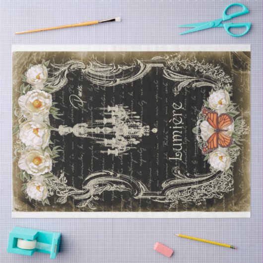 Lumière et piriines Chandelier & Peonies Decoupage Tissuepapier (Craft)