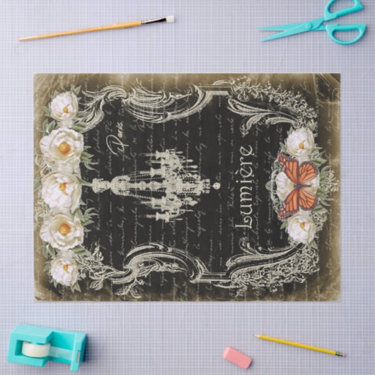 Lumière et piriines Chandelier & Peonies Decoupage Tissuepapier (Craft)