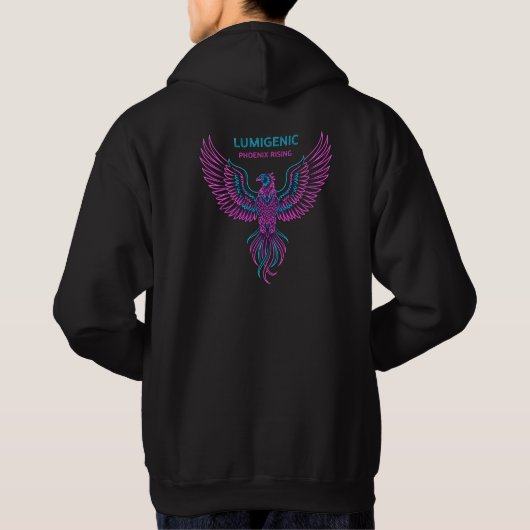 "LUMIGENIC Phoenix Rising Neon Design" Hoodie (Achterkant)