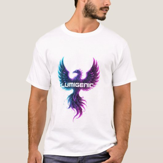 "LUMIGENIC Phoenix Rising Neon T-Shirt Design 1 " (Voorkant)