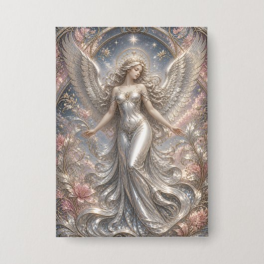 Lumina Ascendant – Hemels Engel Portret Button (Voorkant)