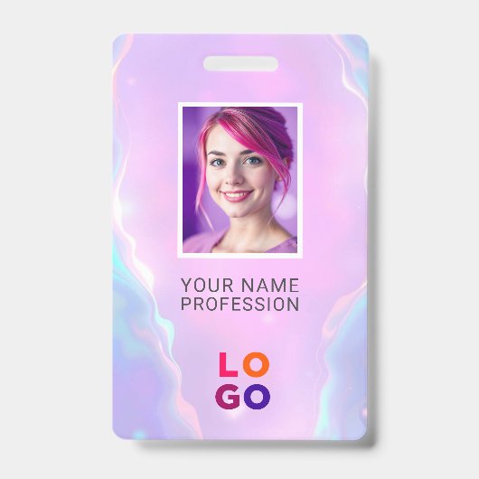 Lumina Opal Business Logo, foto, QR-code, naam-ID Badge (Voorkant)