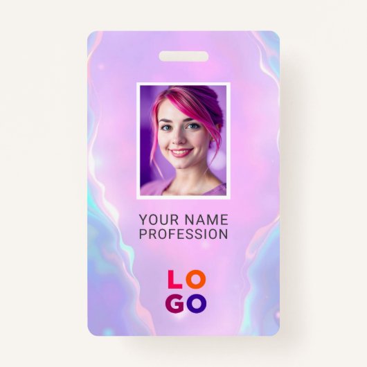 Lumina Opal Business Logo, foto, QR-code, naam-ID Badge (Voorkant)