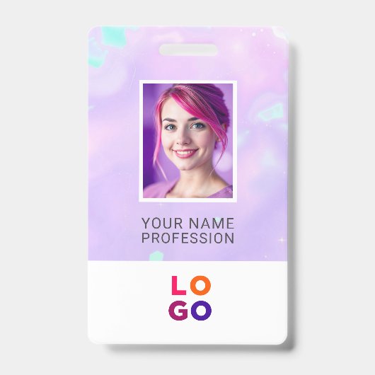 Lumina Opal Business Logo, foto, QR-code, naam-ID Badge (Voorkant)