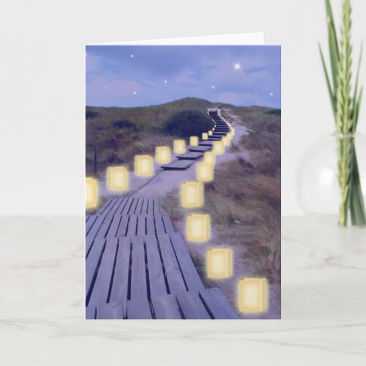 Luminarias op het strand feestdagen kaart (Voorkant)