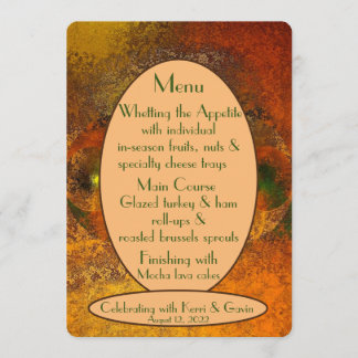 "Luminaries" herfst bruiloft plat menu