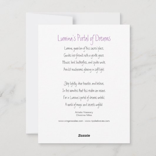 Lumina's Portal of Dreams Vakantie Kaart (Achterkant)