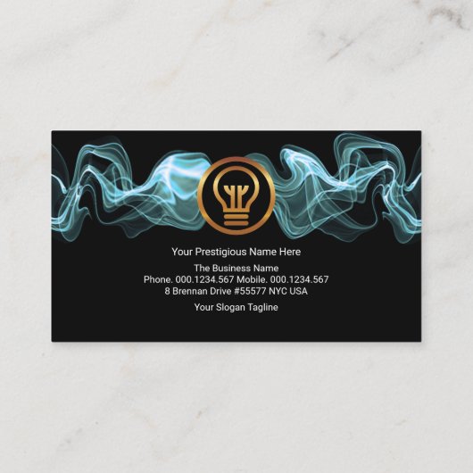 Luminescent Blue Electric Lightning Electrice Visitekaartje (Achterkant)