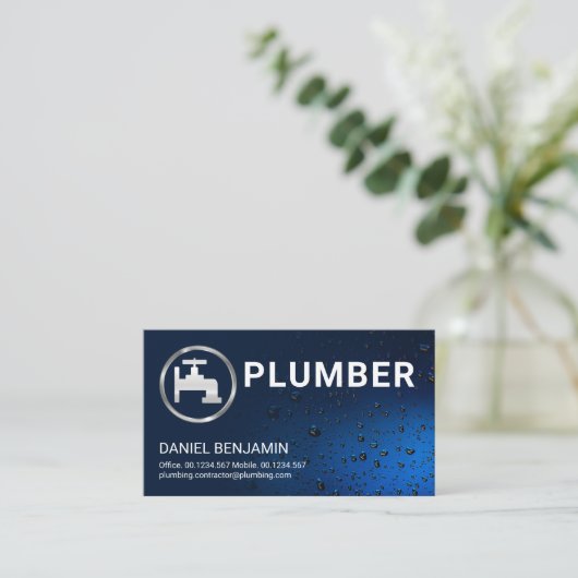 Luminescent Blue Flood Water druppels Visitekaartje (Staand voorkant)