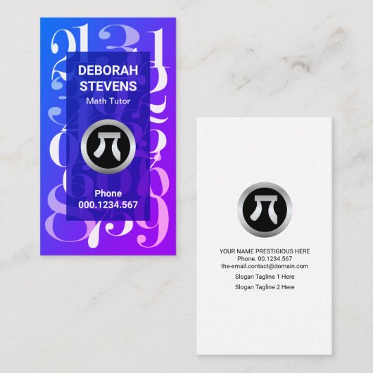 Luminescent Blue Mathematiques Numbers Wiskunde Tu Visitekaartje (Voorkant / Achterkant)