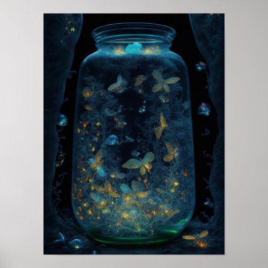 Luminescent Butterflies | Digitale kunst Poster (Voorkant)