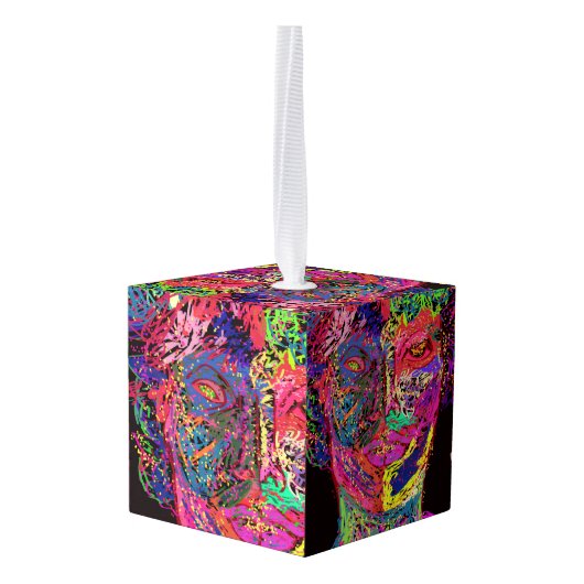 Luminescent Female Silhouette Cube Ornament (Achter hoekig)