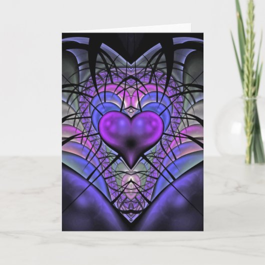 Luminescent Heart Fractal Greetings Cards Kaart (Voorkant)