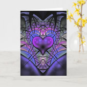 Luminescent Heart Fractal Greetings Cards Kaart (Gele Bloem)