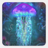 Luminescent Jellyfish Vierkante Sticker (Voorkant)