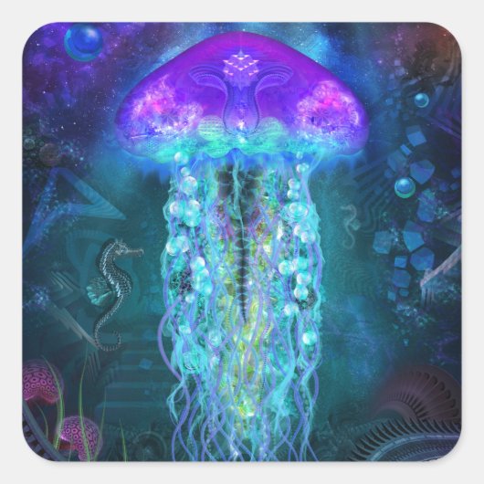 Luminescent Jellyfish Vierkante Sticker (Voorkant)