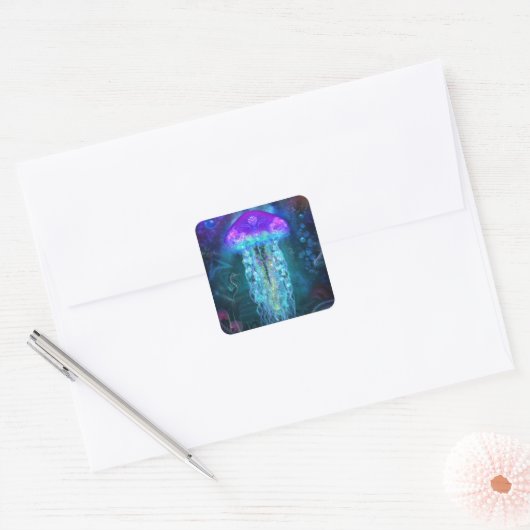 Luminescent Jellyfish Vierkante Sticker (Envelop)
