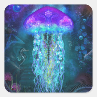Luminescent Jellyfish Vierkante Sticker