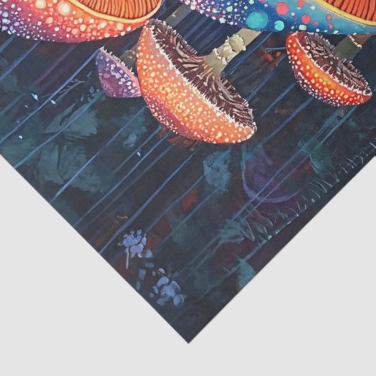 Luminescent Mushrooms Kleurrijke Oerwoud Decoupage Tissuepapier (Detail)