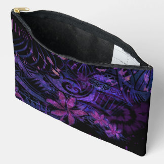 Luminescent Purple Tribal Plumeria Cosmetic Bag – Etui