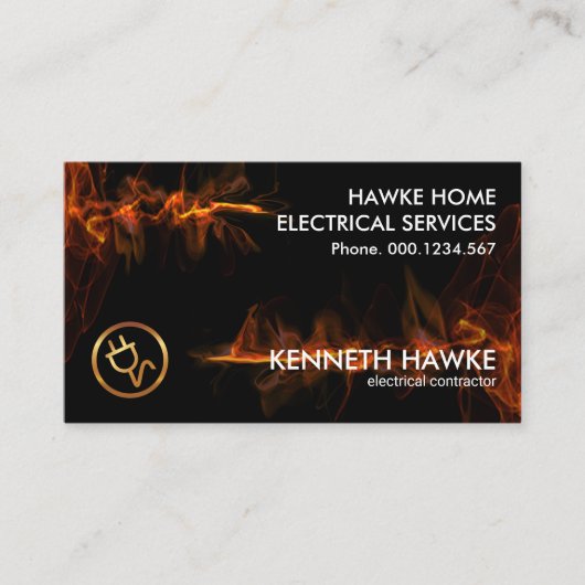 Luminescent Red Lightning Wave Electricia Visitekaartje (Voorkant)