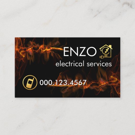 Luminescent Red Lightning Wave Electrician Visitekaartje (Voorkant)