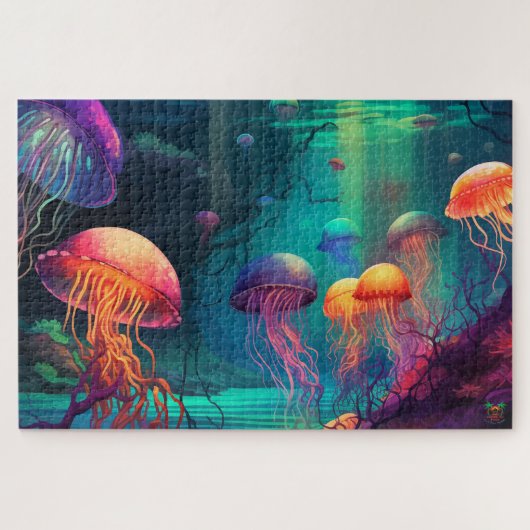 🐙Luminescent Reef: Kwallen Dromen 🌊 Legpuzzel (Horizontaal)
