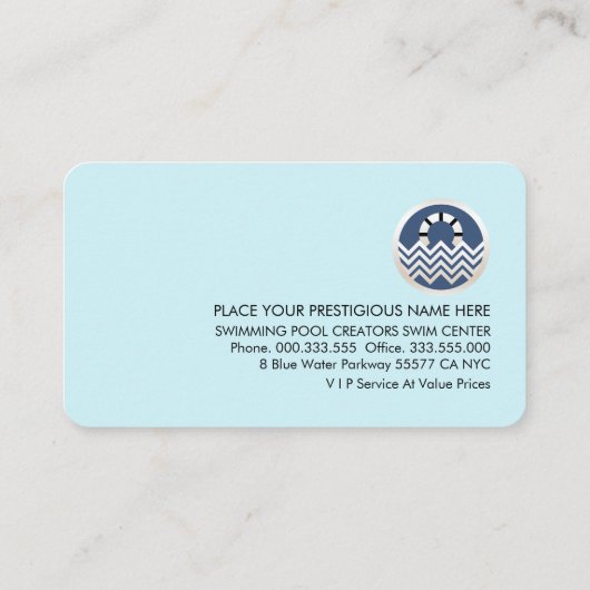 Luminescent Water Drops Gold Swim Wave Visitekaartje (Achterkant)