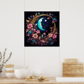 luminescente bloemenhalve maan poster (Keuken)
