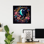 Luminescente Bloemige Halve Maan Poster (Thuiskantoor)