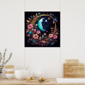 Luminescente Bloemige Halve Maan Poster (Keuken)