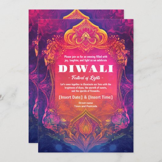 luminescente lotus-uitnodiging kaart (Voorkant / Achterkant)