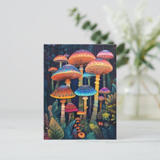 Luminescente Paddenstoelen Kleurrijk Oerwoud Briefkaart (Staand voorkant)