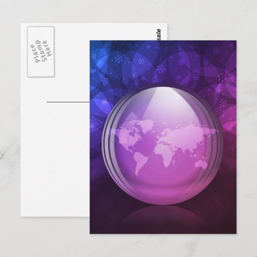 Luminescente sneeuwwereldbol briefkaart (Voorkant / Achterkant)