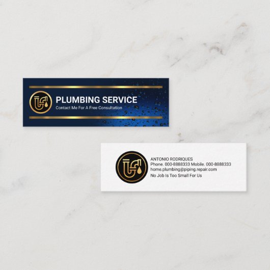 Luminescente waterdruppels Gold Lines Plumbing Mini Visitekaartje (Voorkant / Achterkant)