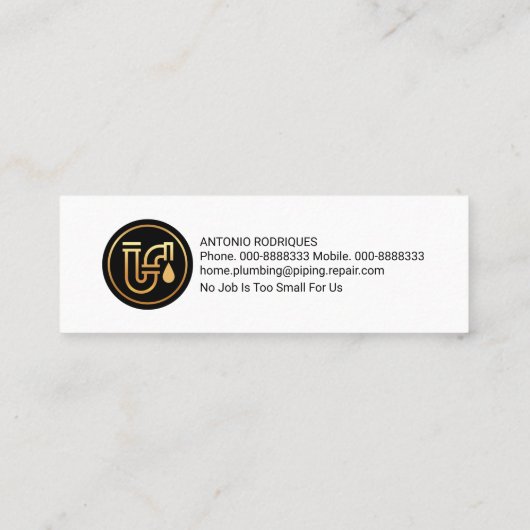 Luminescente waterdruppels Gold Lines Plumbing Mini Visitekaartje (Achterkant)