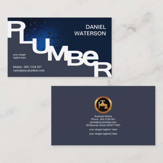 Luminescente waterdruppels lekkende watersprop visitekaartje (Voorkant / Achterkant)