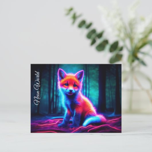 Luminescerend vossendier diep donker bos briefkaart (Staand voorkant)