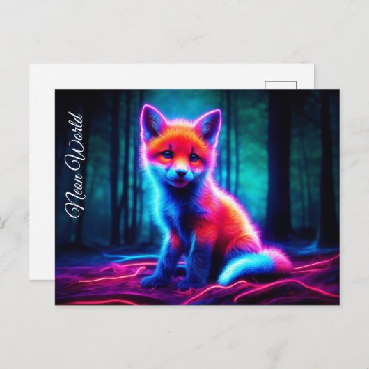 Luminescerend vossendier diep donker bos briefkaart (Voorkant / Achterkant)