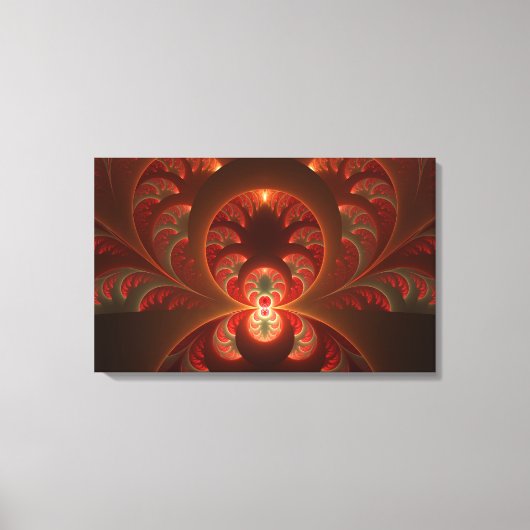 Lumineus Abstract matig Oranje rood fractal Canvas Afdruk (Voorkant)